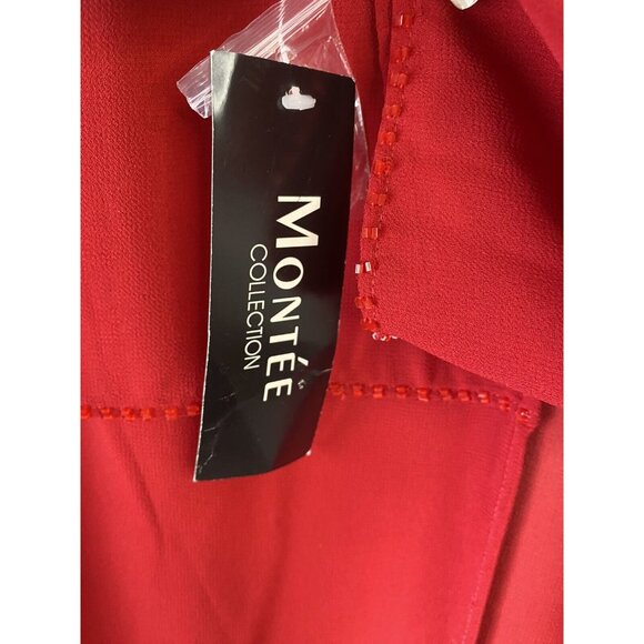 Montee Collection Womens Blouse Size 18W Red Beaded Open Overlay Top NWT - Picture 4 of 9